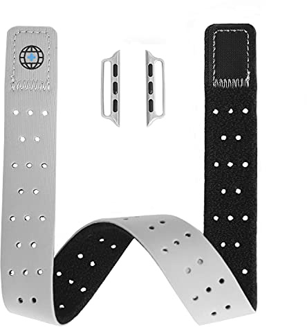 T-TAIMING Healthcare Edition Armband - Elastic and Breathable Silver-Black Lycra Armband for Apple Watch(44/45/49mm)