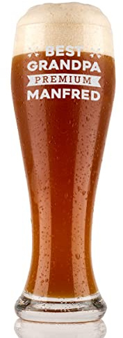 Weizenbierglas mit Gravur Weißbierglas 0,5l Bierglas mit Name personalisiert - Geburtstagsgeschenk für Opa - Weihnachten - Opa, Großvater - Bier, Hefeweizen, Weißbier - Motiv Best Grandpa