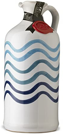 Orcio in Ceramica Lavorato e Dipinto a Mano ONDA con Olio Exrta Vergine di Oliva - 500ml - Galantino