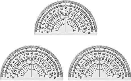 Mebamce 3 Pack Plastic Protractor 180 Degrees 4 Inches for Angle Measurement Student Math Classroom School Office Teachers - Clear