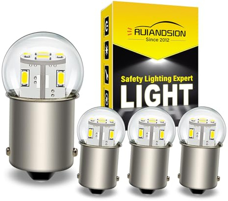 Ruiandsion 4pcs Lampadina LED 1156 12V Bianco BA15S P21W 7506 3014 12SMD Chip LED Sostitutiva per Luci Retromarcia Indicatori Posteriori