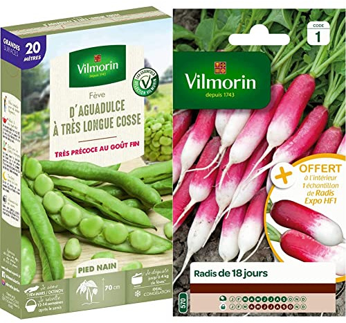 Vilmorin Fève d Aguadulce a très Longue cosse Boite série 20m, Vert & 3882041 Radis, Rouge, 90 x 2 x 160 cm