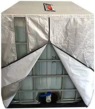 IBC Tank Abdeckung, Wassertank staubdichte Anti-UV-Schutzabdeckung für Wassertank 1000L, Regenwassertank mit Reißverschluss und PE Wassermengen Anzeigestreifen (Silber)