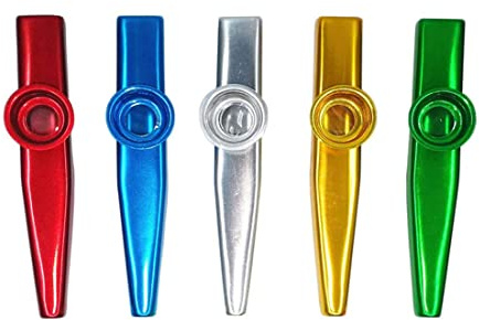 Kazoo Pitos de Carnaval Kazoo Metal 5 Piezas Cazu Instrumento Kazoo Niños para Acompañar Instrumentos Como Guitarra, Ukelele, Piano, Violín