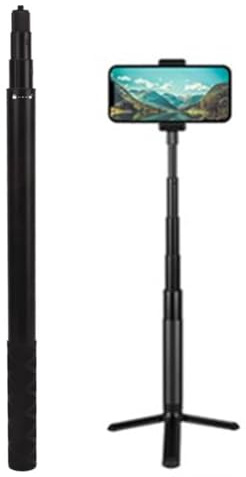 Invisible Selfie Stick för One RS/ X2 / X3, 1/4 Tums Skruv 37 Cm-157 Cm Justerbar Längd, Aluminiumlegering