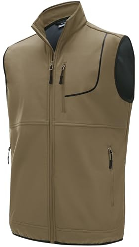 WILLIT Herr golfväst lätt fleece fodrad väst softshell ytterkläder ärmlös jacka för vandring löpning avslappnad, kaki, XXL