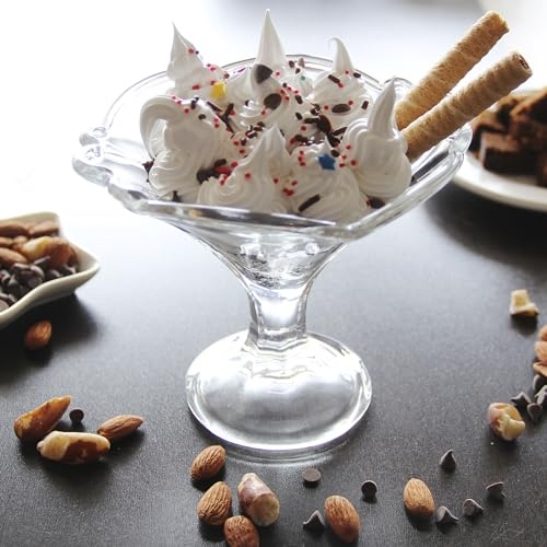 Chabrias Ltd Deliss Ice Cream/Sundae Dessert Dish - Pack of 6-9.5oz/275ml | Premium Glass Dessert Bowls for Sundaes, Parfaits, and More | Elegant Design, Perfect for Home or Party Use