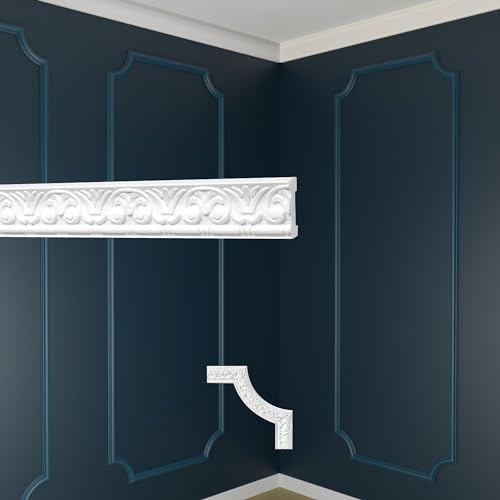 MARBET DESIGN Wandvertäfelung Styropor weiß - Segmentierte Wanddekoration EPS Stuck Dekor Kunststoff - Wandprofil Flachleiste Wandkassetten Segmente Kreative Wanddeko (B-10 46x9 mm, 10 Meter)