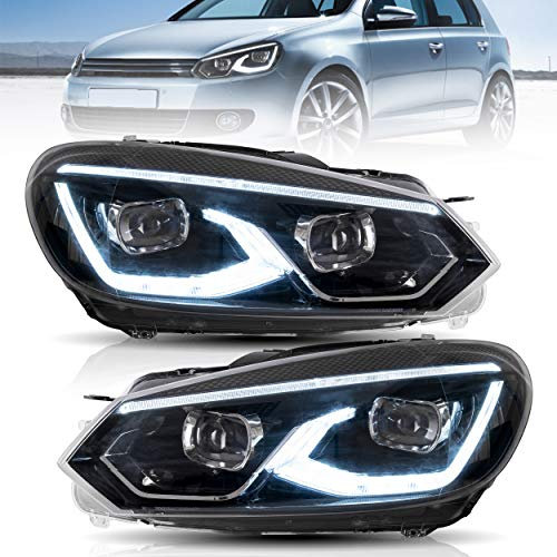 VLAND Scheinwerfer passend für VW Golf 6 2008-2013，Normales Objektiv,(Version q5)
