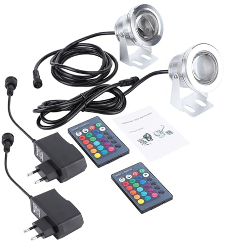 Ejoyous RGB Unterwasserlicht Brunnenlampe mit Fernbedienung, 5050 LED Poolbeleuchtung, 8m Reichweite, 2m Tauchtiefe, 90-265V, EU-Stecker