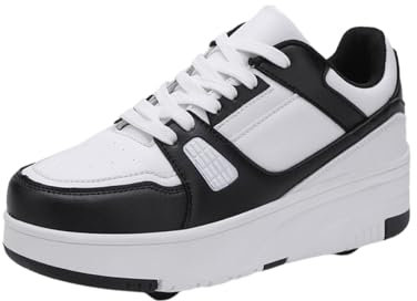 Hixingo Schuhe mit Rollen für Mädchen Jungen Kinder, Rollschuhe Schuhe Turnschuhe mit 4 Rollen, Einfarbig Skateboardschuhe Kinderschuhe, 2 In 1 Multifunktionale Sneaker mit Rollen