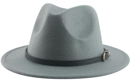 FULUJIDI Fedora Trilby Filzhut Hut Hüte Für Frauen Fedoras Hut Filz Kappen Kleine Gürtel Hochzeit 52-54Cm (Kinder) Grau