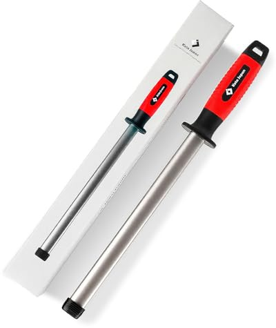 Kota Japan 10 in. Professional Diamond Knife Sharpener Rod for Kitchen, Hunting Knives or other Tools. Master Chef, Hunter or Home Gourmet. Diamond Steel Blade Sharpening Rod or Stick.