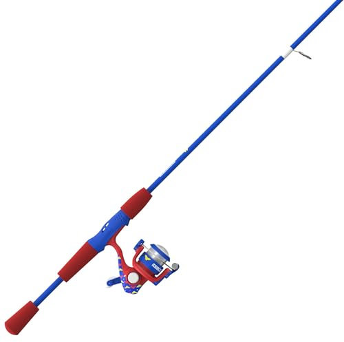 Zebco Youth Wonder Woman Spinnrolle und Angelrute Combo, 152 cm, 2-teilige Fiberglasrute, mittelleichte Leistung, Moderate Aktion, Größe 15, Übersetzung 4,3:1, wendbares Retrieve, Rosa