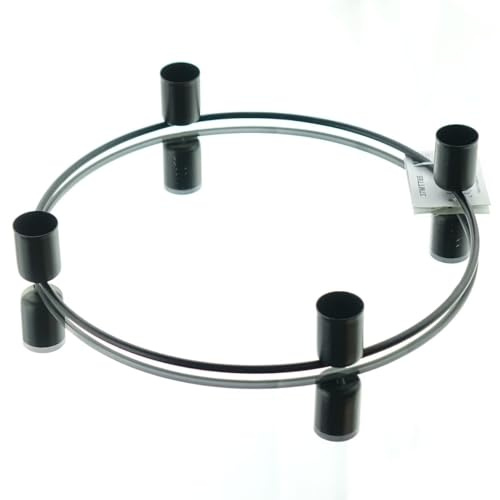 4er Stab-Kerzenhalter Metall-Adventsring Schwarz Ø 23 cm x 3,5 cm