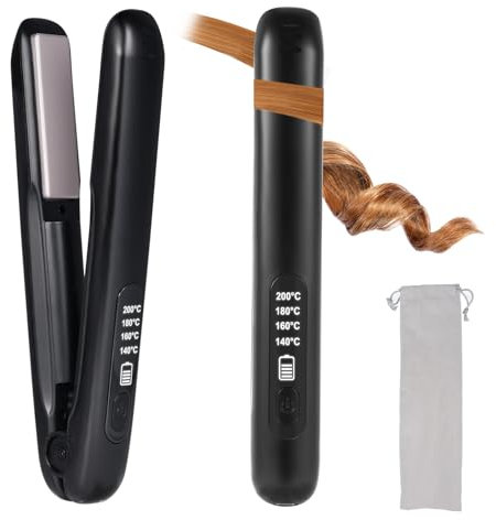 Piastra per Capelli Senza Filo, Piastra e Arricciacapelli Portatile 2 in 1, Piastra da Viaggio Temperatura Regolabile 3 Livelli, 30S riscaldamento rapido, Ricaricabile USB Portatile 5000mAh