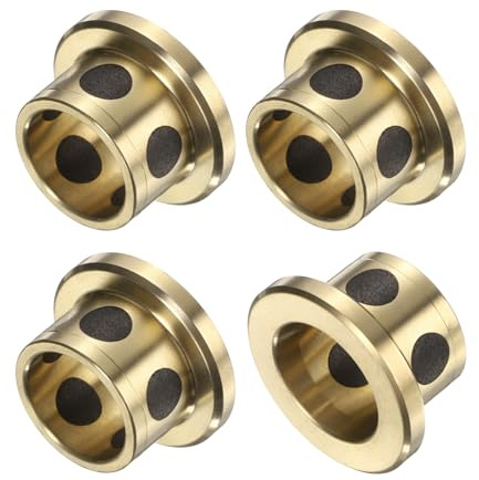 QUARKZMAN 4pz Cuscinetti a Manica Flangiati 12mm Foro x 15mm OD x 12mm Altezza, Boccole Flangiate Avvolte in Ottone Grafite Senza Olio, Boccole in Ottone Fuso con Lubrificazione Senza Olio