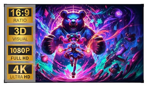 XOBRJQZ Fixed Frame Projector Screen, 16:9 Format 8K 4K Ultra HD 3D Wall Mounted Projector Screen, 178° Viewable Projector Screen for Indoor Movie Screen, Home Theater(92 inch)