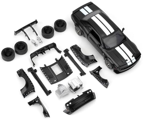 BGHSCA 1:36 Modello di auto assemblato per 2022 Dodge Challenger SRT Hellcat Diecast Giocattoli, kit di giocattoli per veicoli in lega di zinco fai da te giocattoli educativi per bambini (nero)