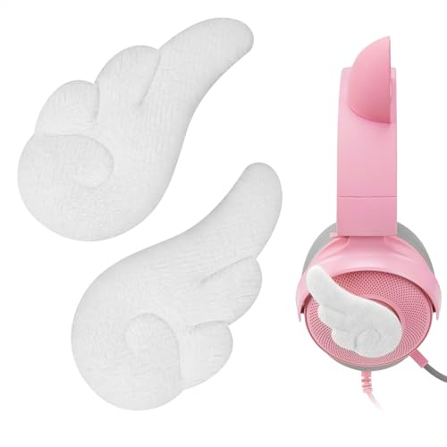 Geekria Angel Wings Decorative for Headphones, Diy Decoration Accessories Easy Install, No Tool Needed (White/1 Pair)