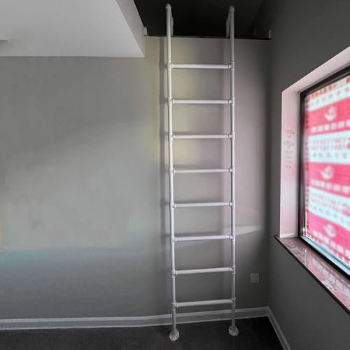 cendbirut An der Wand montierte Dachbodenleiter, 100–300 cm, Kletterleiter für drinnen und draußen, für Dachboden, Wohnheim, Bibliothek, Zugang zum Kriechkeller, Keller,280cm/110in