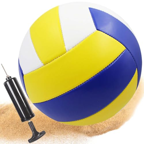 Behogan Größe 5 Weiches Leder Beachvolleyball, Wasserfest Offizieller Beachvolleyball mit Ballpumpe Beachvolleyball für Outdoor Indoor Spiel, für Mädchen Jugendliche Jugend Erwachsene Volley