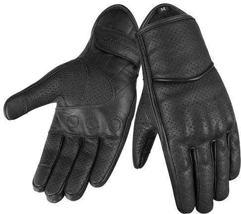 The AMA LOOK Perforated Leather Motorbike Gloves, Touchscreen Breathable Summer Motorcycle Gloves ATV Riding Racing Gloves for Men