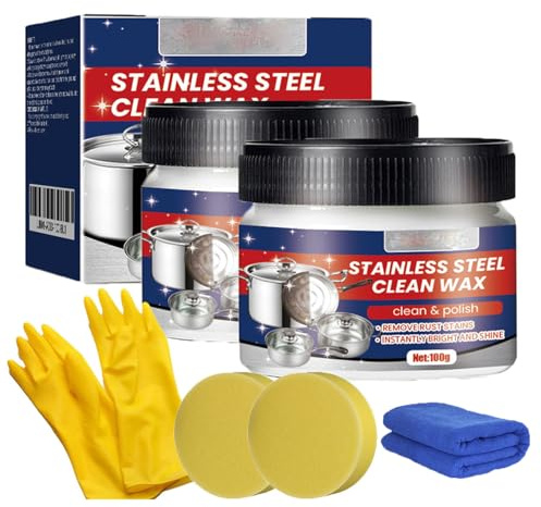 Removedor de arañazos de acero inoxidable para electrodomésticos, pasta limpiadora multiusos mejorada 2025, kit de reparación de arañazos para horno, fregadero, nevera, utensilios de cocina (2 piezas)