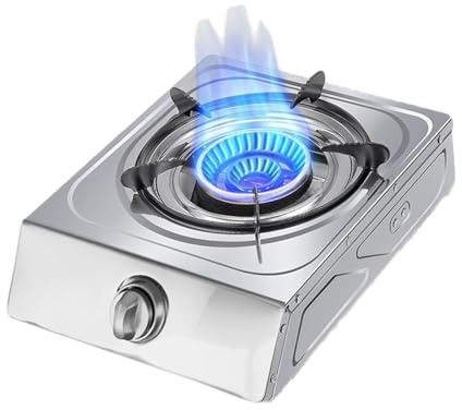 Gaziniere Gaz - Plaque De Cuisson À Gaz Simple Brûleur, 5,2KW, Neuf Cavités, Haute Puissance, Régulateurs D'intérieur En Acier Inoxydable, Avec Protection Anti-extinction(LPG)