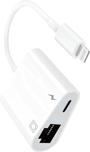 [Certifié Apple MFi] Adaptateur Lightning vers Ethernet pour iPhone, adaptateur réseau LAN Ethernet vers Lightning 2 en 1 avec chargement pour iPhone 14/13/Pro Max/12/11/XS/XR/X/8/7/6/5 iPad 100 Mbps