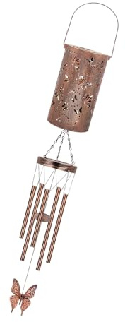 Zkydhbd Artistico elegante campanello a vento a forma di farfalla in metallo con illuminazione solare, perfetto per giardino, prati, portico e cortile, decorazione da appendere all'albero, farfalla in