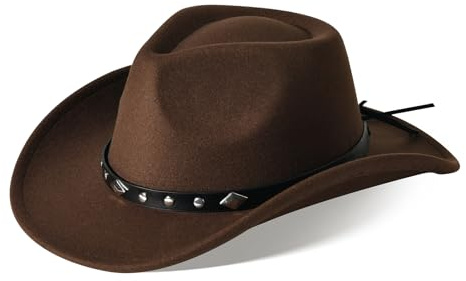 Ekulforg Cowboy Hat for Women Men Unisex Western Cowgirl Hat Wide Brim with Buckle Belt for Carnaval,Costume Party,Play Dress Up,Halloween Cosplay