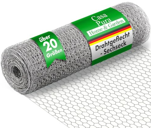 casa pura Maschendrahtzaun für Garten, Balkon und Kleintiere | Drahtzaun aus Sechseckdrahtgeflecht mit Maschenweite 13 mm | verzinkt | viele Größen | 100cm x 10m