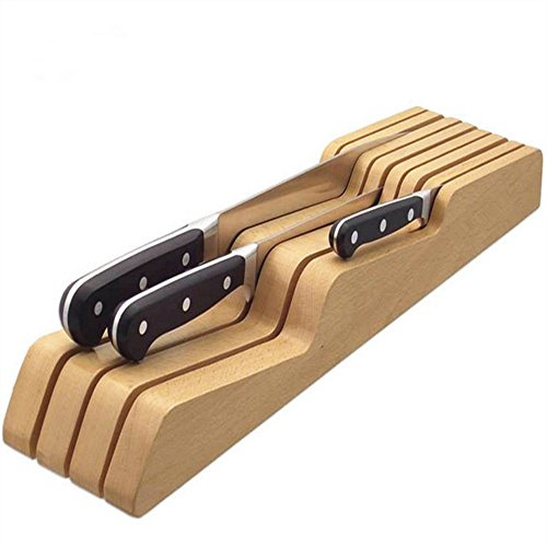 Reze Wood Kitchen in-Drawer Knife Holder Storage Block Racks Organiser