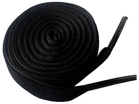 BupiMufi Lacci piatti in velluto - 1cm Lacci accessori di ricambio per scarpe da passeggio stivali scarpe da ginnastica,120cm, nero