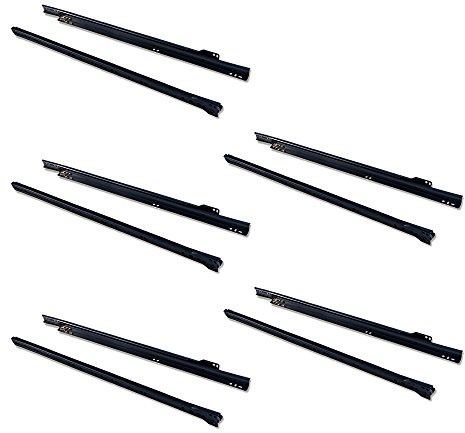 EMUCA - Guías correderas para cajones 600mm con extracción Parcial Color Negro, Lote de 5 guías para cajones