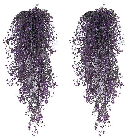 G-Tree Künstliche Hängepflanzen, 2 Stück, künstliche Efeublumen, künstliches Grün, für Garten, Wanddekoration, Violett