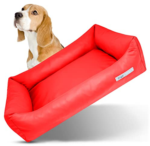 dogsfavorite Hunde-Bett - waschbares Hundekörbchen - hochwertiges Hundesofa - gelenkschonendes Hundekissen - robuste Hundematte - Hundekorb - rot - Gr. XL 130 x 95 cm