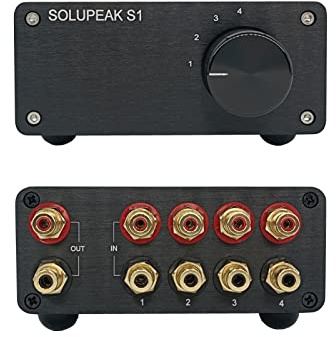 SOLUPEAK RCA Switch Stereo 4 in 1 Out Audio Signal Source Switcher HiFi Input Selector Splitter Box S1