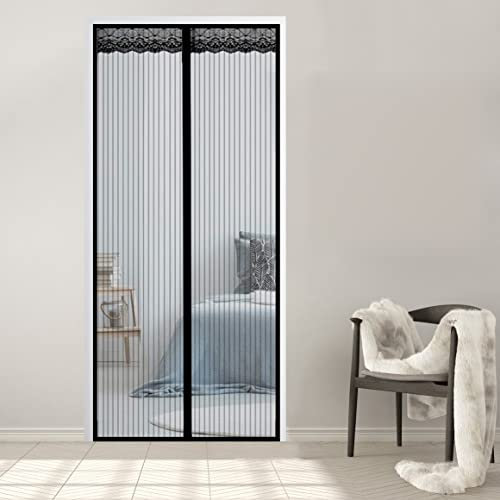 AMZERO Magnet Fliegengitter Tür, 80x220cm Insektenschutz Fliegennetz Frei Magnetisch für Balkontür Wohnzimmer Terrassentür, Schwarz