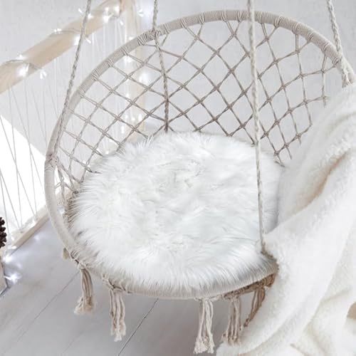 TENNOLA Kleiner kleiner Fellteppich, runder Schaffell-Teppich, kleiner flauschiger Teppich für Wohnheim, weißer Teppich, Kreis für Stuhl, kleiner flauschiger runder Teppich für Nagelschreibtisch, 3 m