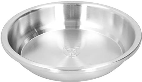 HERCHR Plato redondo de acero inoxidable, platos de cena de camping para comer, plato de cena, plato para servir sopa de ensalada, vajilla para la cocina casera(26cm)