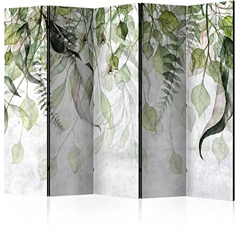murando Raumteiler Foto Paravent Natur 225x172 cm beidseitig auf Vlies-Leinwand Bedruckt Trennwand Spanische Wand Sichtschutz Raumtrenner Design Botanik Efeu Pflanzen Blätter weiß grün b-C-0873-z-c