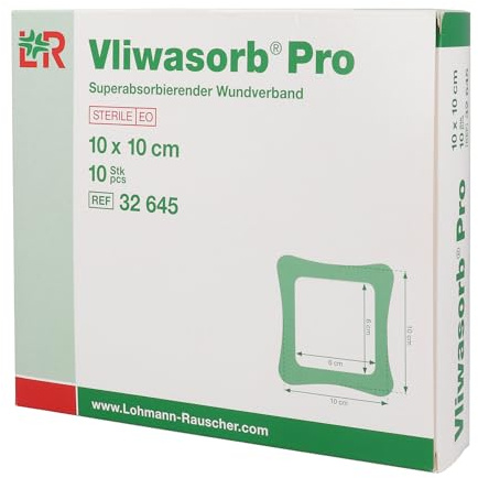 Vliwasorb Pro Superabsorbierende Kompresse steril 10x10 cm,