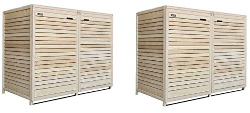 Fairpreis-design Mülltonnenbox Mülltonnenverkleidung 240L für 4 Tonnen Natur mit Rückwand Holz vormontiert Müllcontainer Mülltonnenschrank Mülltonne Adr