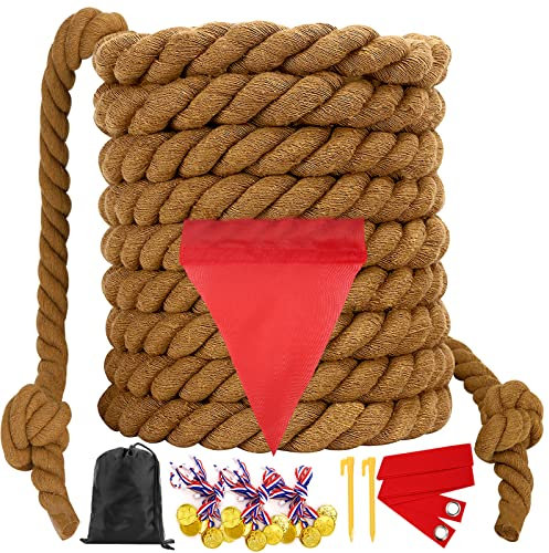 WYRJXYB Jeux de Plein air à Tirer sur la Corde de Guerre pour Enfants et Adultes, réunion de Famille, Pique-Nique, Carnaval, Pâques,Jeux de tir à la Corde pour Enfant Adulte Exterieur Jardin,12M