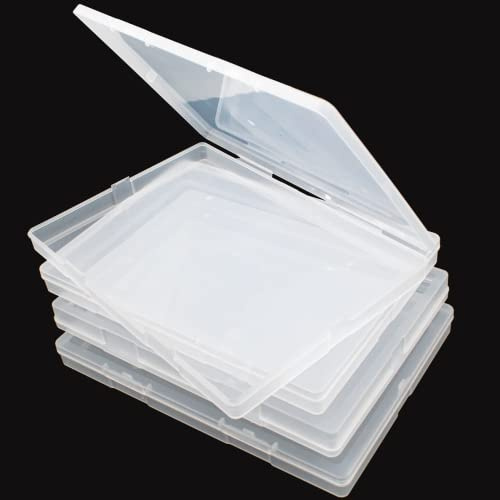 Cuyacili 4 Stück Transparente Flache Box B6 Kunststoff Box Langlebig Tragbar Bürobedarf Dokumentenmappe Papier Organisatoren Aufbewahrung Sammlungen Behälter Zeitschrift Sammelalbum 18x13x1,7cm