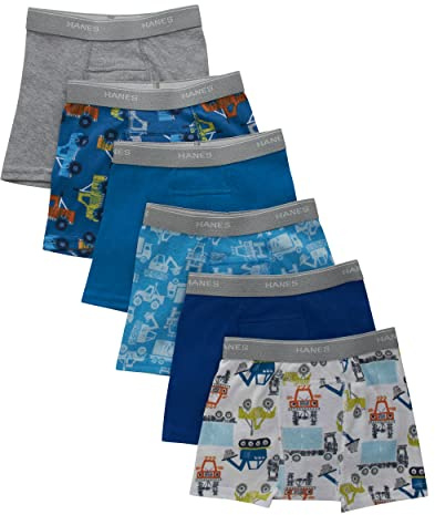 Hanes Jungen Töpfchentrainer-Unterwäsche, Boxershorts erhältlich, 6er-Pack, Boxershorts, Blau/Grau, Sortiert, 6 Stück, 4 Jahre