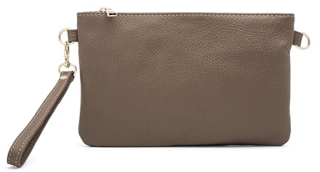 Mauro Pelletteria Damen-Clutch aus echtem Leder – Handtasche & Umhängetasche – 100% Made in Italy – Abnehmbarer Schultergurt & Handg