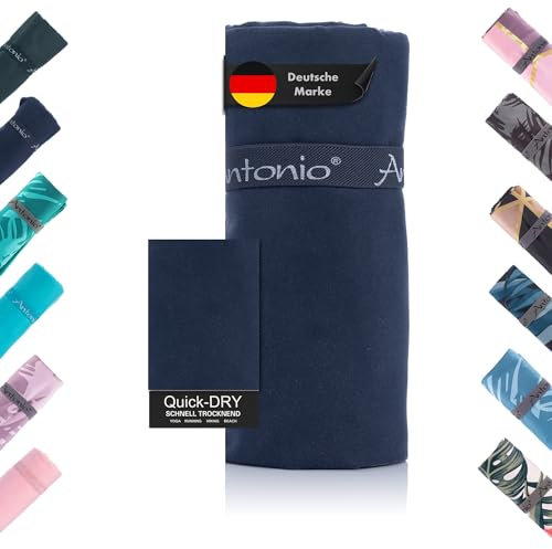 Antonio - Mikrofaser Strandtuch & Badetuch XXL 160 x 80 cm Marine-blau - Damen & Herren Strand-Handtuch & Bade-Handtuch schnelltrocknend leicht groß - Microfaser Towel Handtücher Yoga Sport Unterwegs